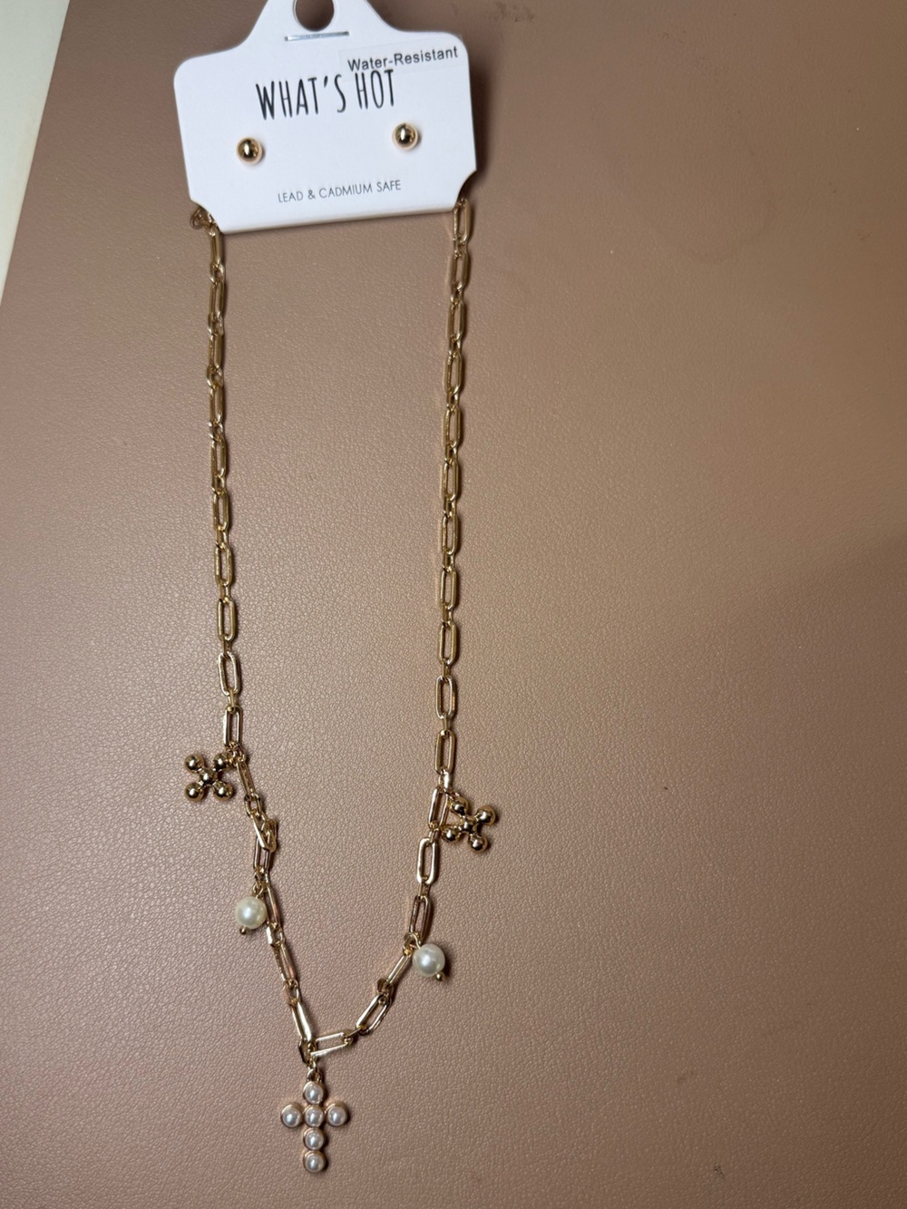 NWT Pearl Cross Necklace